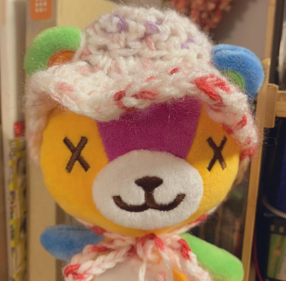 crocheted hat on stitch plush (only hat is made by me)